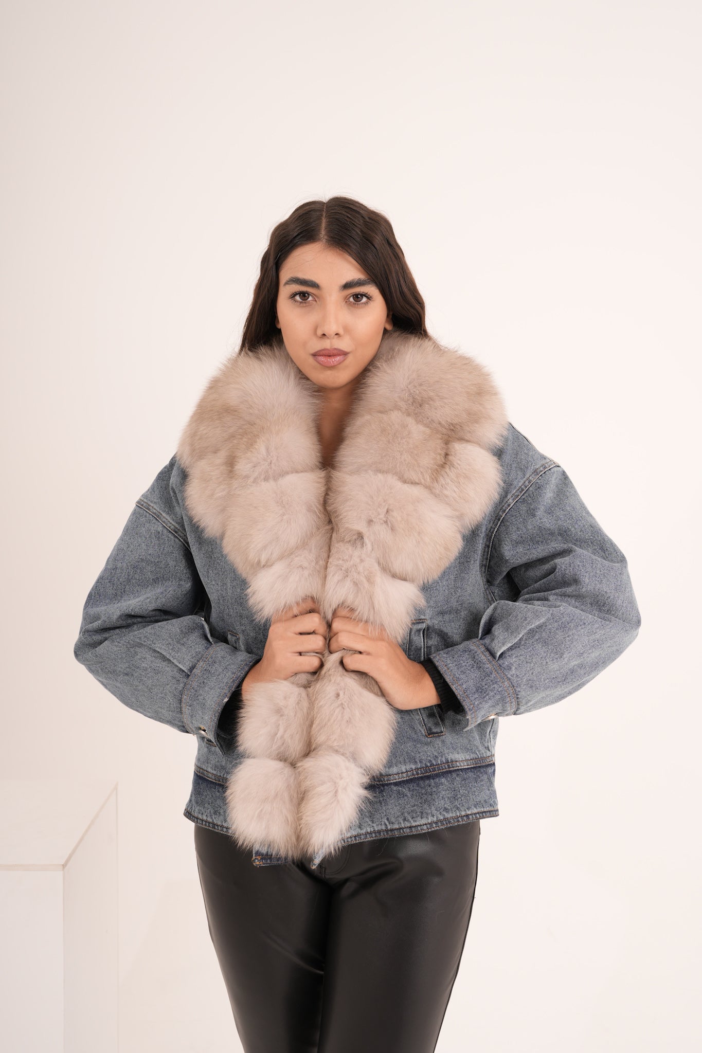 Piumino denim & volpe .