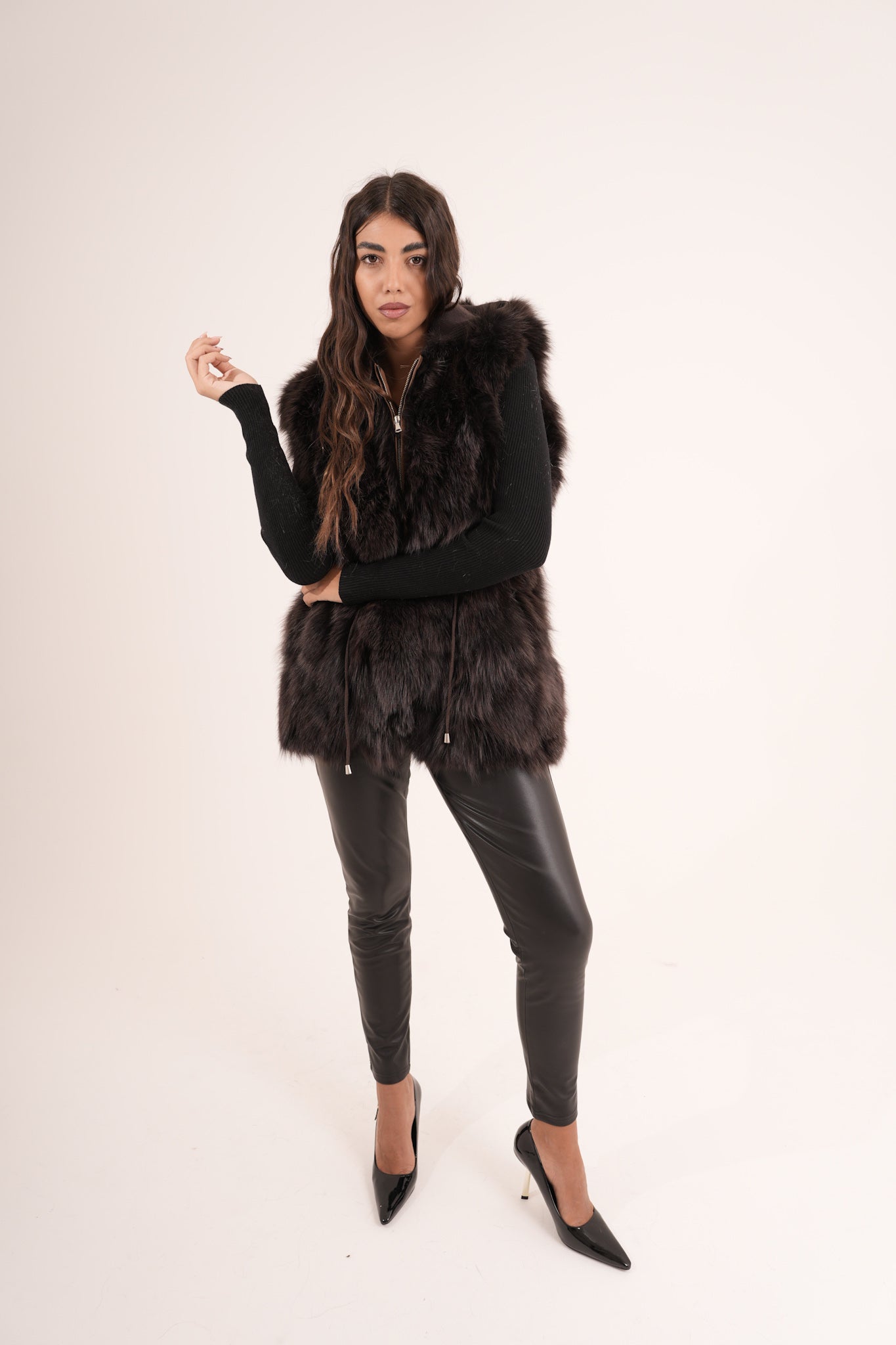 Gilet in volpe choco