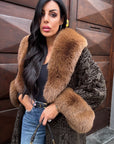 Astrakan  con bordatura in volpe amelie