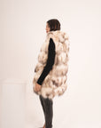 Gilet con cappuccio in volpe lilis