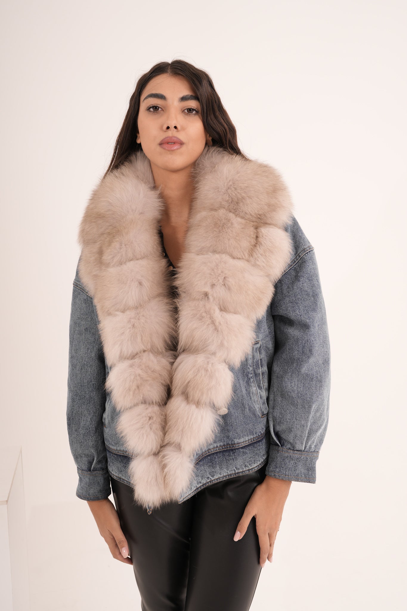 Piumino denim & volpe .