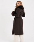 Cappotto bordato in volpe choco