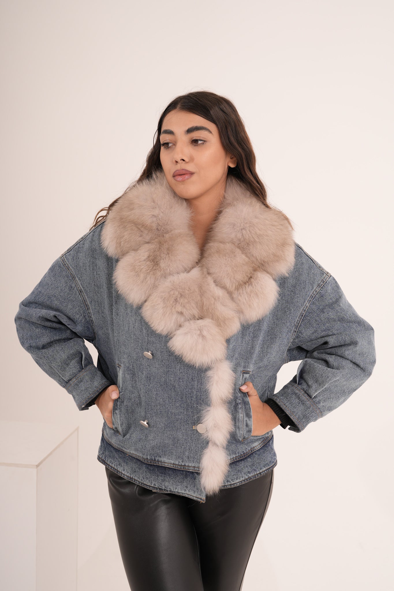 Piumino denim & volpe .