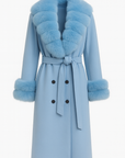 Cappotto doppiopetto con bordi in volpe
