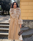 Cappotto monopetto bordi in volpe nocciola