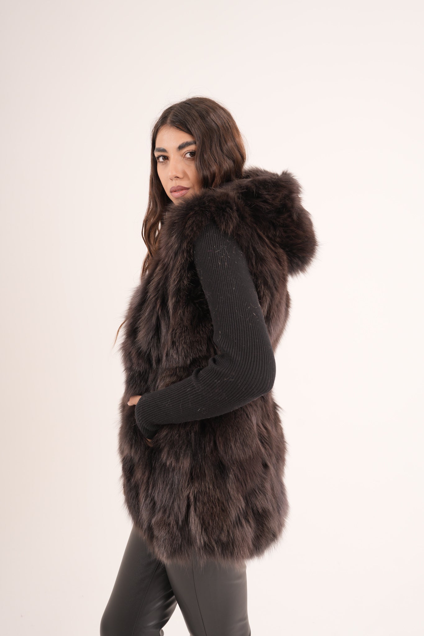 Gilet in volpe choco