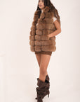 Gilet in volpe coffee