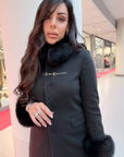 Cappotto gancio con bordo in volpe
