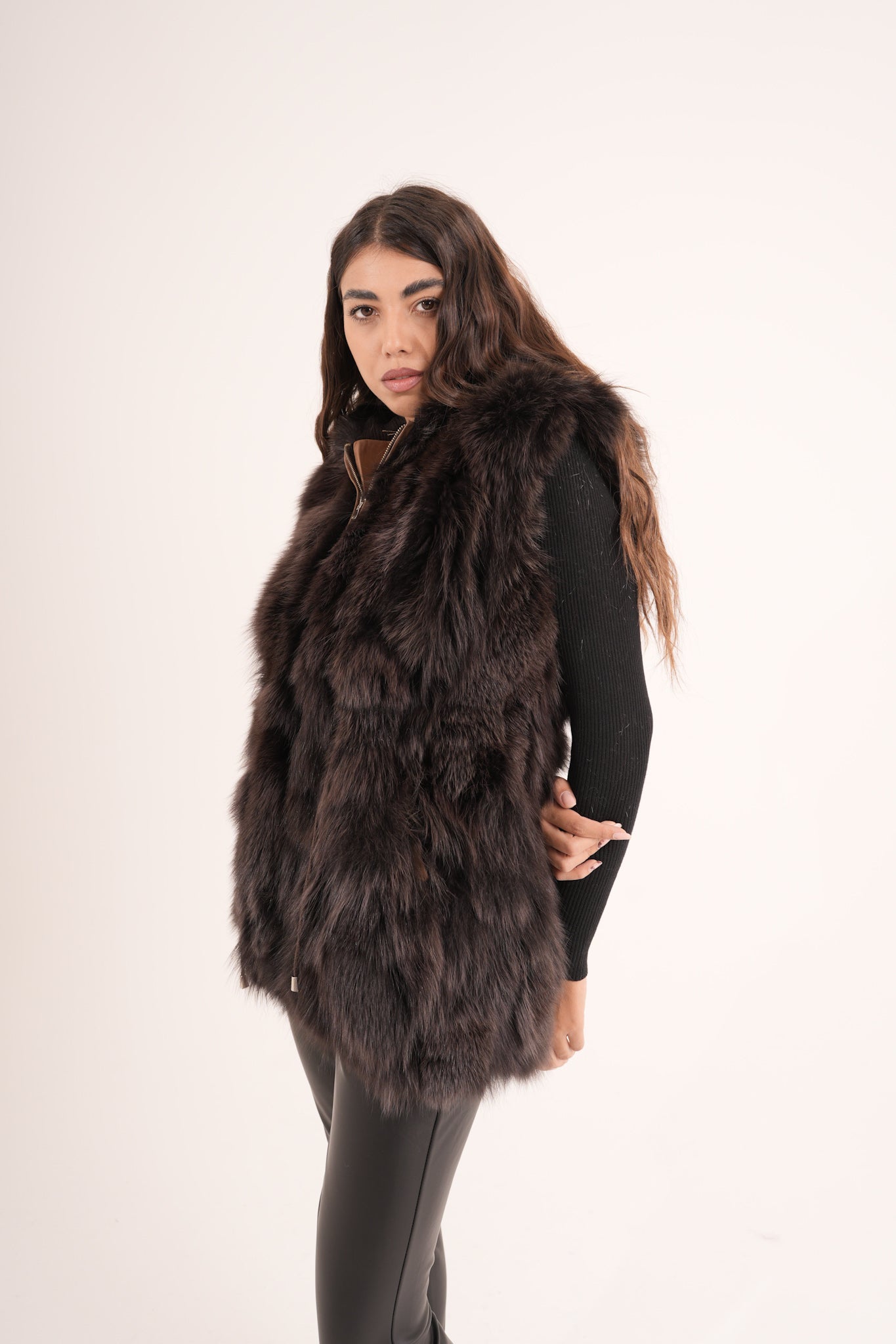 Gilet in volpe choco