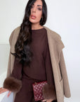 Coordinato in lana e volpe choco