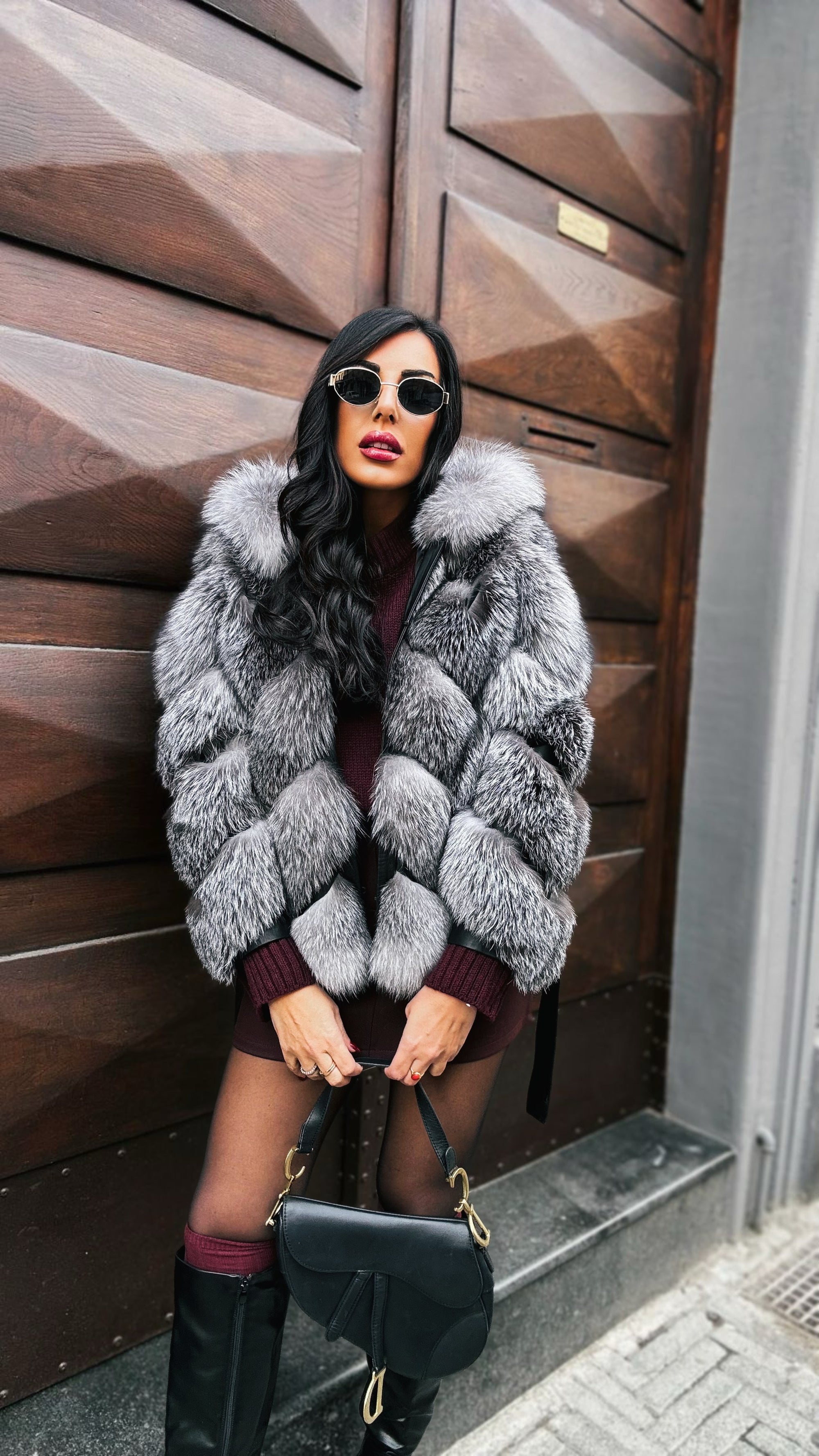 Volpe Peony Grey natural fox luxury