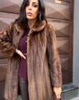 Cappotto in visone nocciola midi
