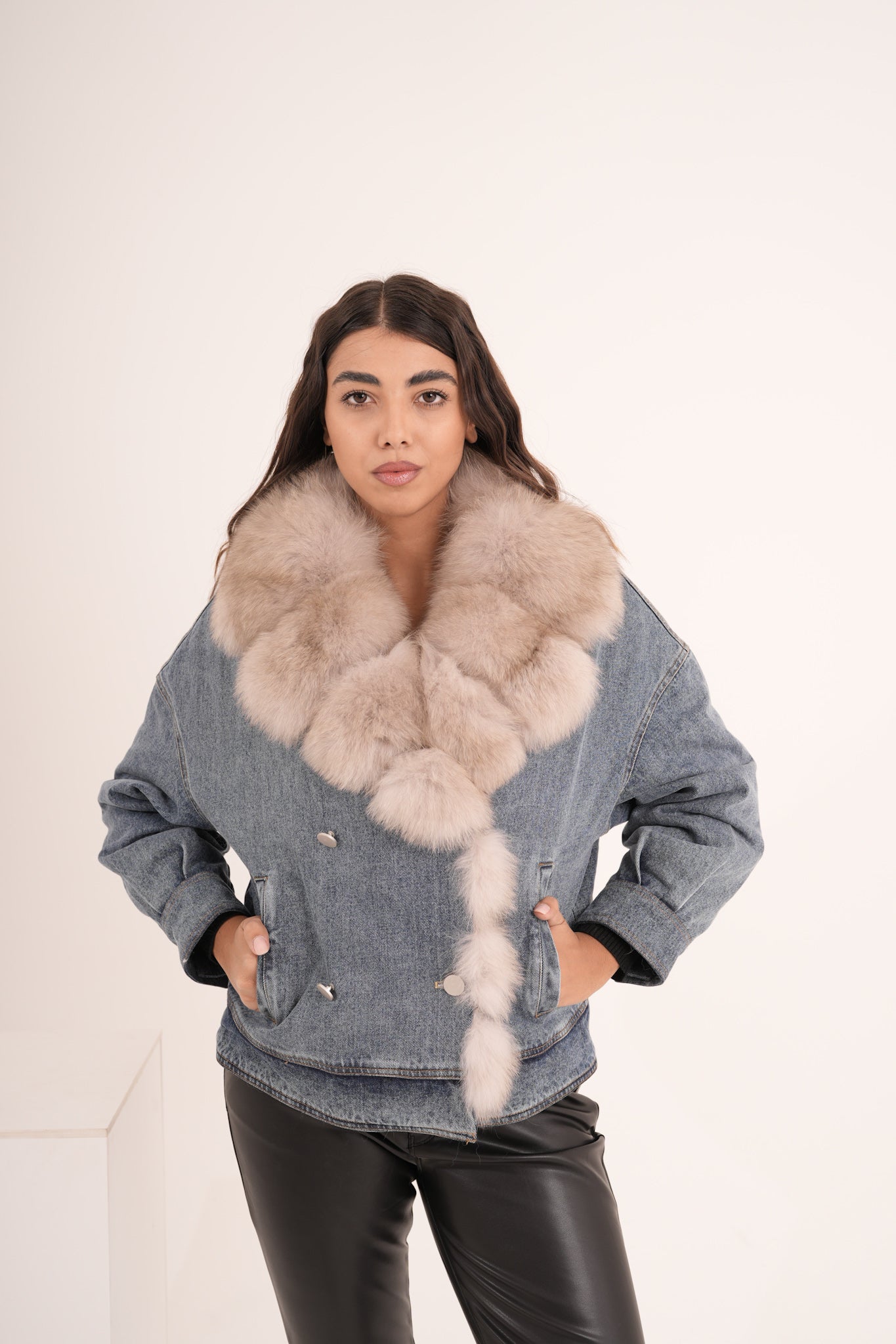 Piumino denim & volpe .