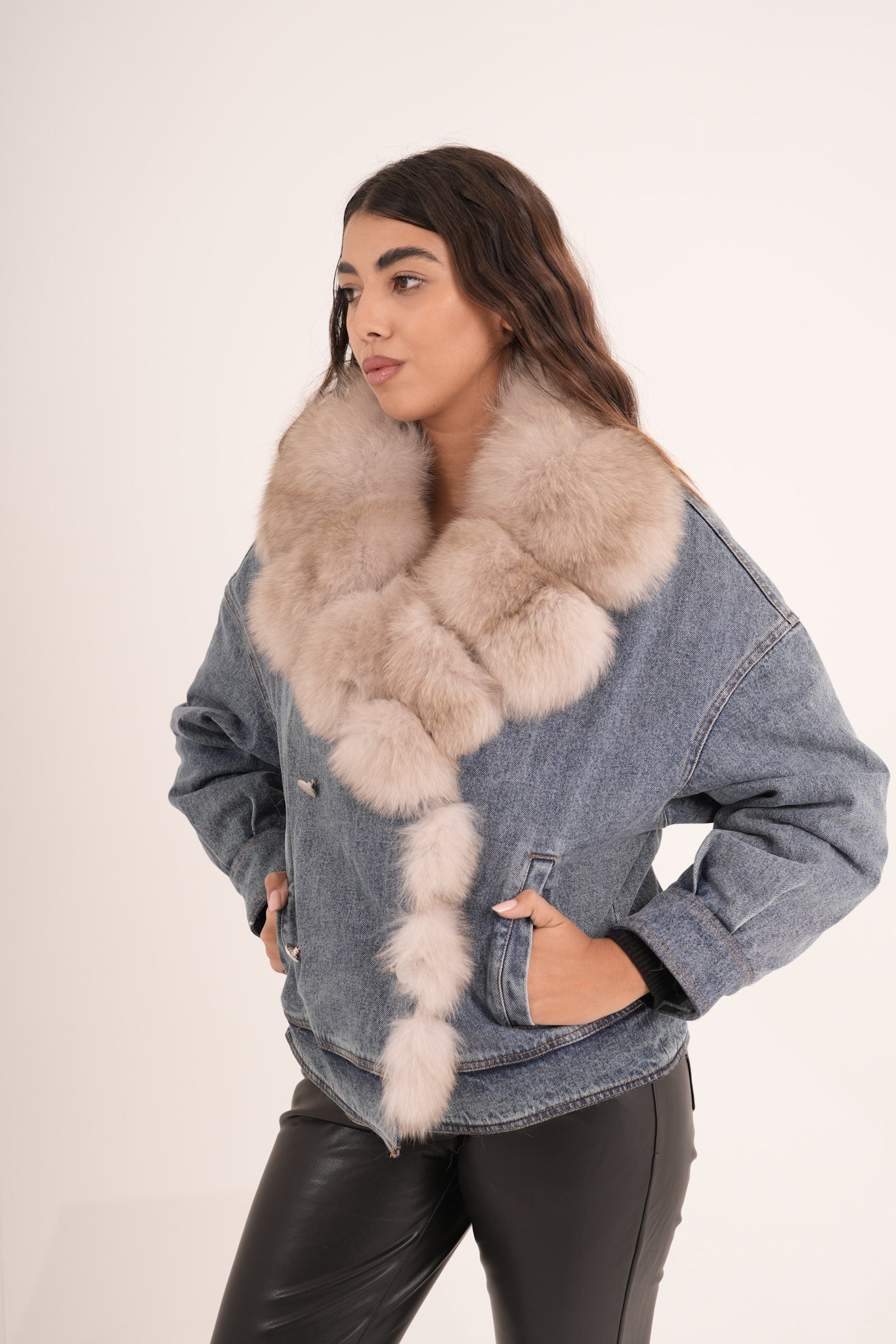 Piumino denim & volpe .