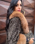 Astrakan  con bordatura in volpe amelie