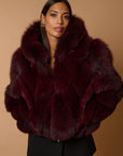 Bomber in volpe bordeaux
