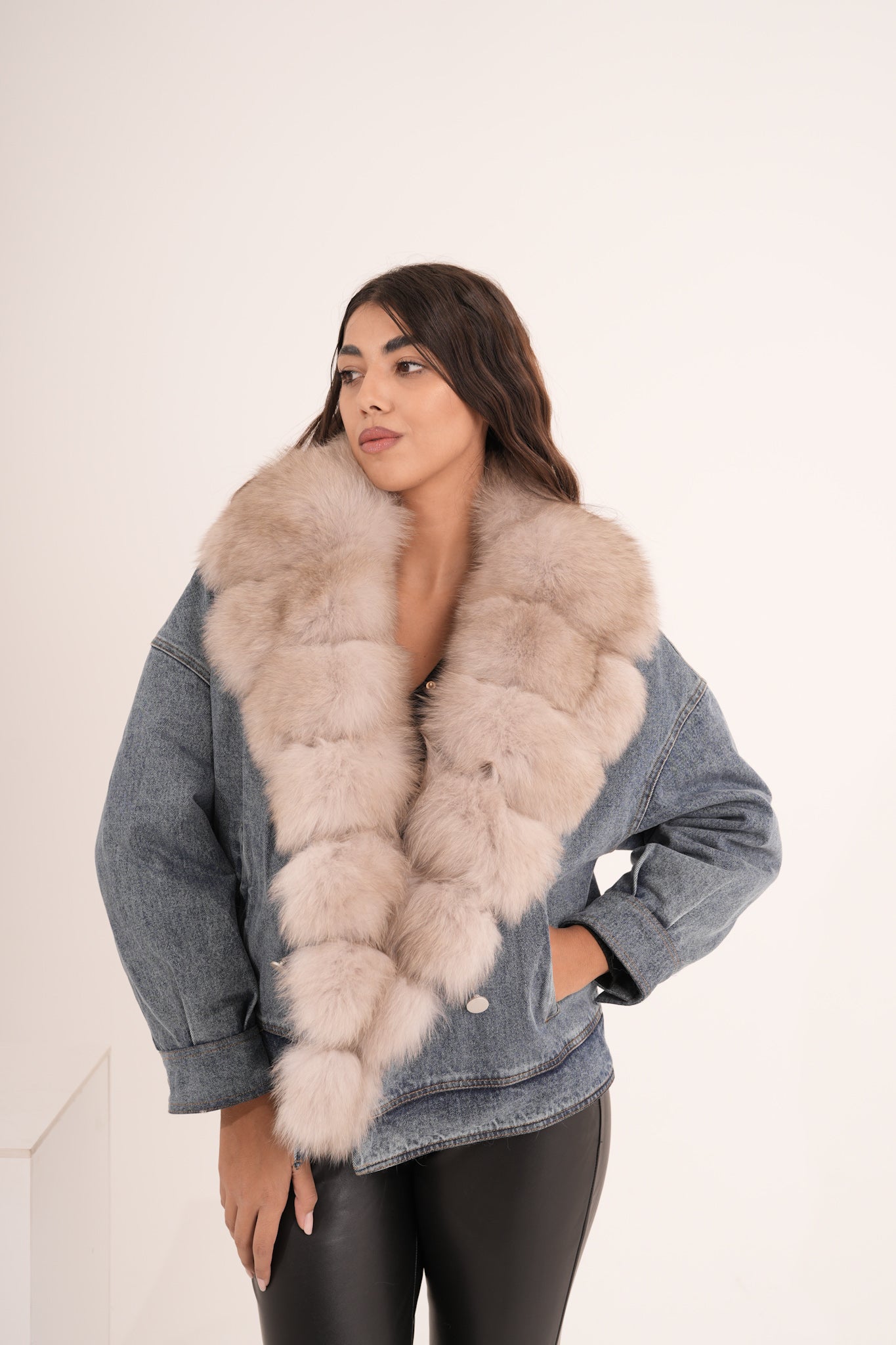 Piumino denim & volpe .