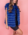 Gilet in volpe blu