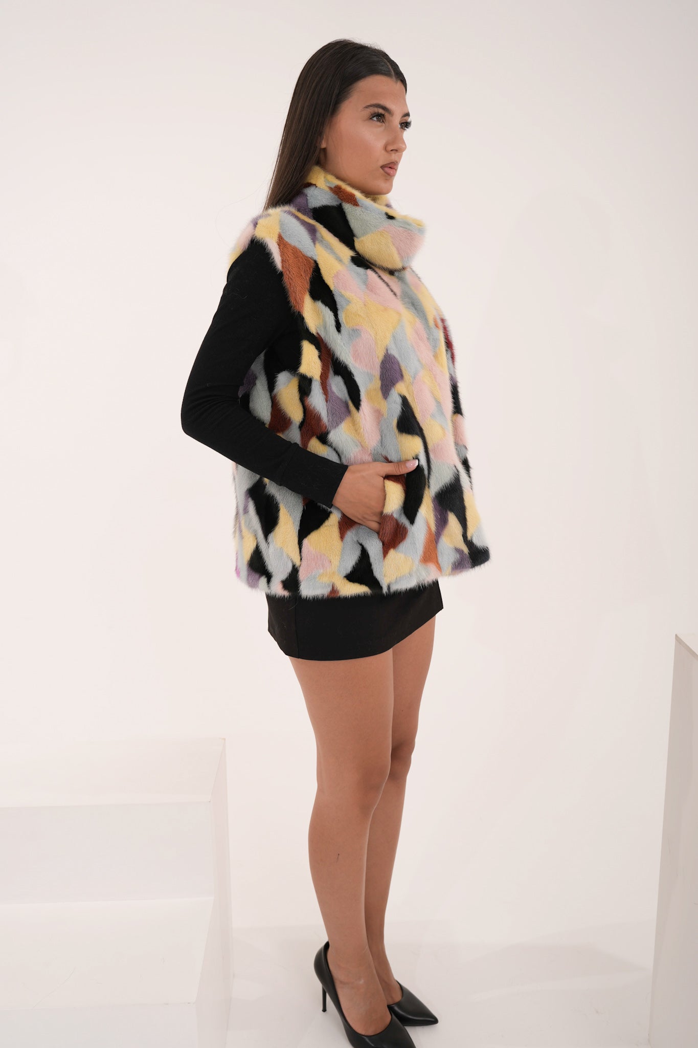 Gilet visone Tania silver