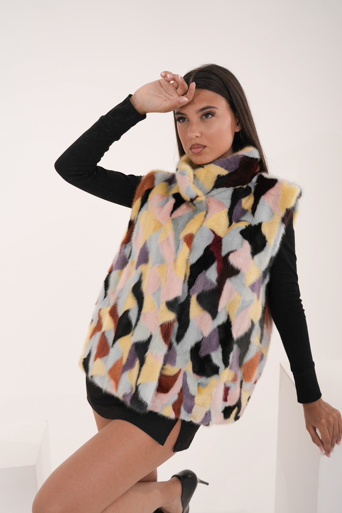 Gilet visone Tania silver