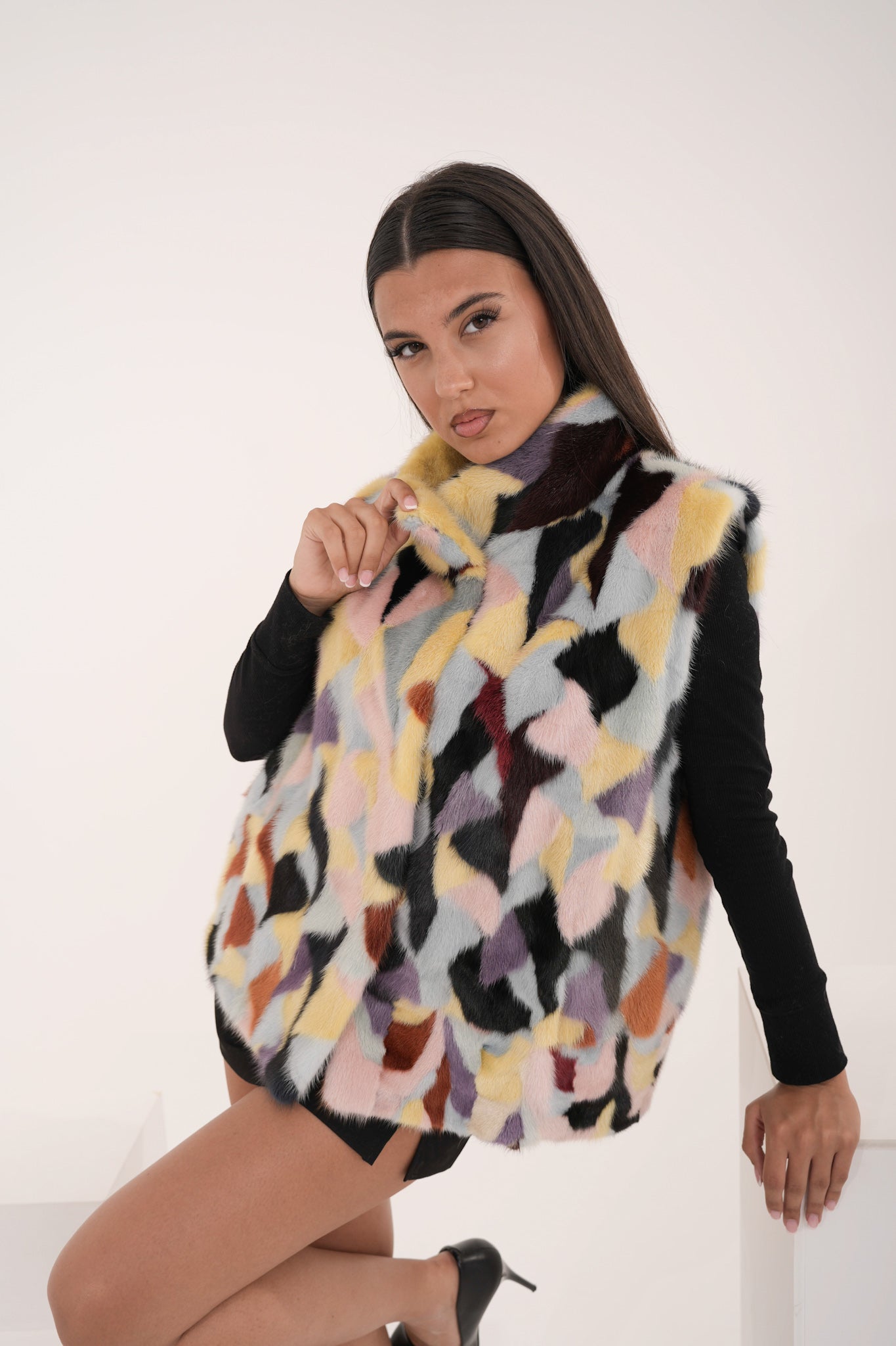 Gilet visone Tania silver