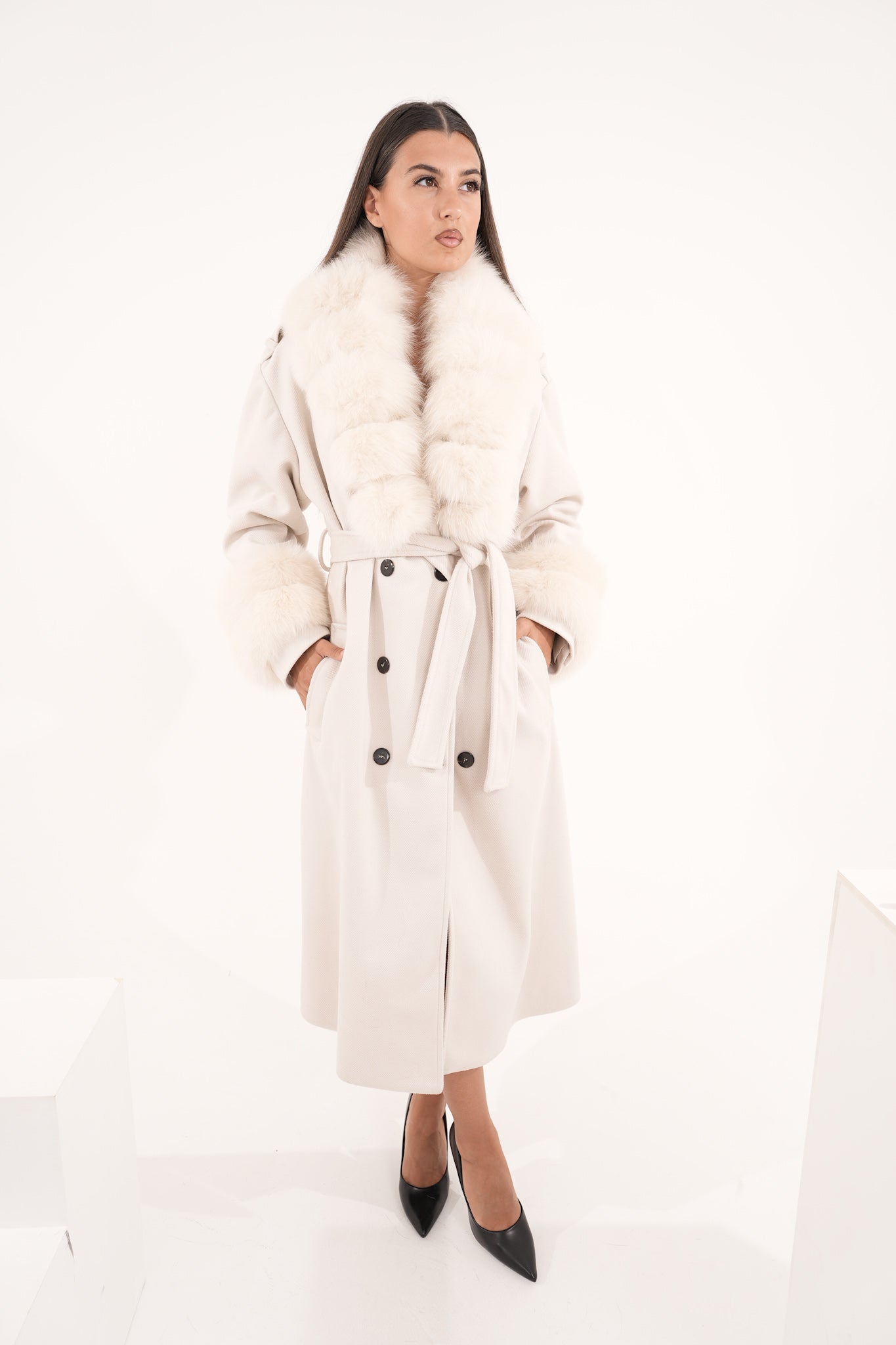 Cappotto doppiopetto luxury panna