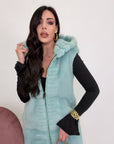 Gilet visone acquamarina