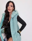 Gilet visone acquamarina