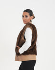 Gilet visone e pelle ramona