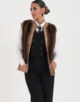 Gilet visone e pelle ramona
