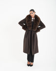 Cappotti bordato in volpe choco