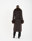 Cappotti bordato in volpe choco