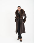 Cappotti bordato in volpe choco