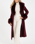 Cappotto bordato in volpe bordeaux