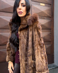 Cappotto in visone con cappuccio