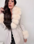 Cappotto luxury panna bordo in volpe