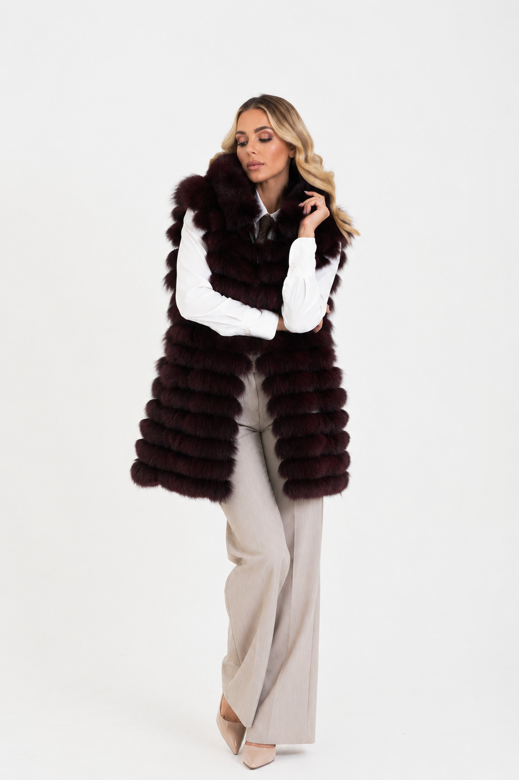 Gilet volpe Marzia bordeaux