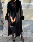 Cappotto monopetto bordi in  volpe black