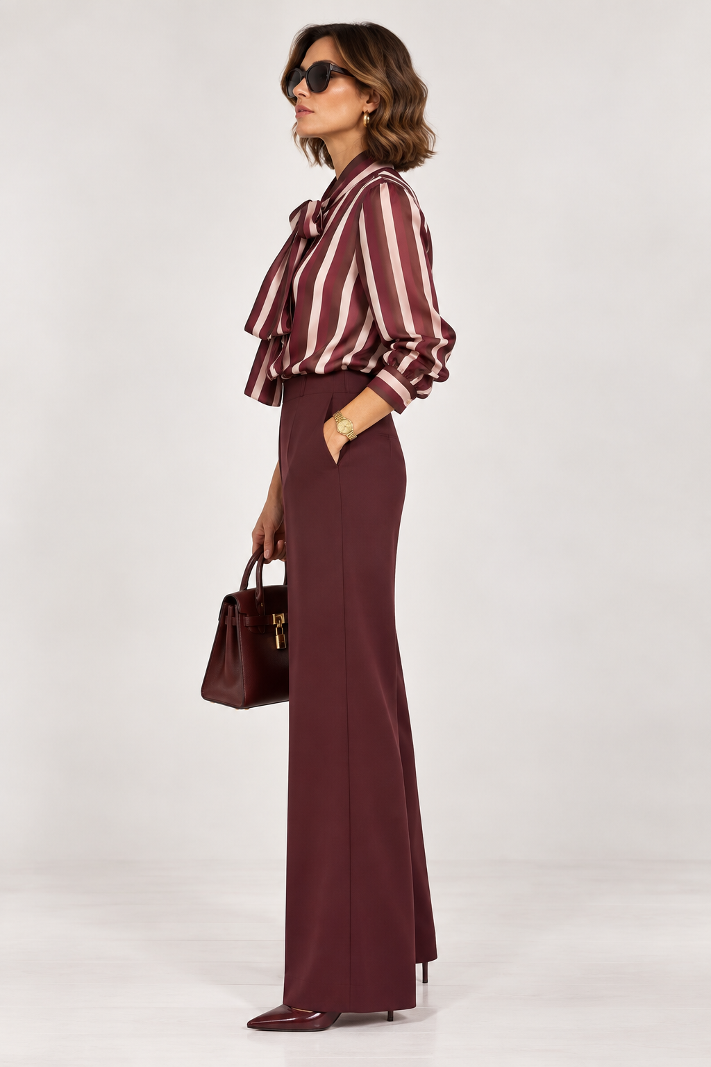 Camicia a righe bordeaux