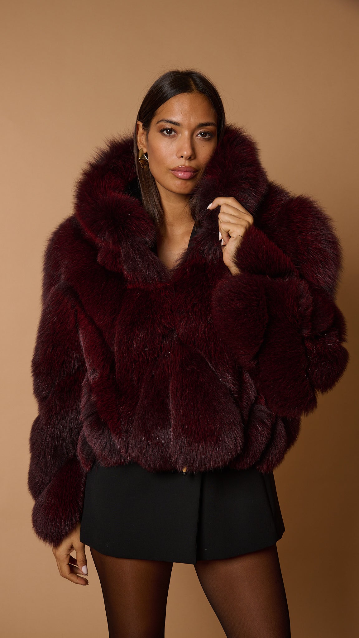 Bomber in volpe bordeaux