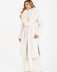Cappotto bordato  in volpe panna