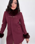 Cappotto gancio con bordo in volpe
