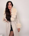 Cappotto luxury panna bordo in volpe