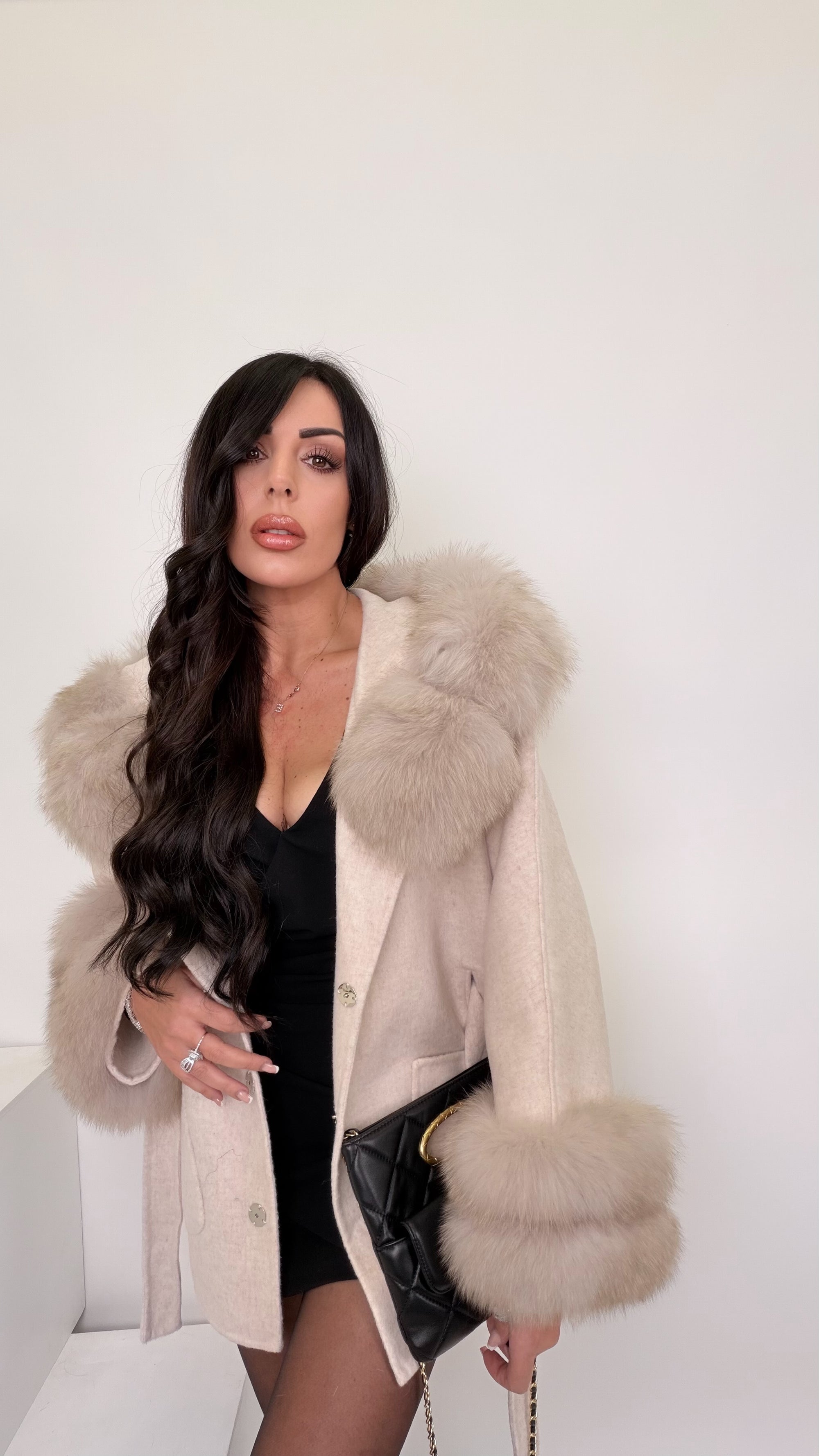 Cappa in lana e cashmere  panna