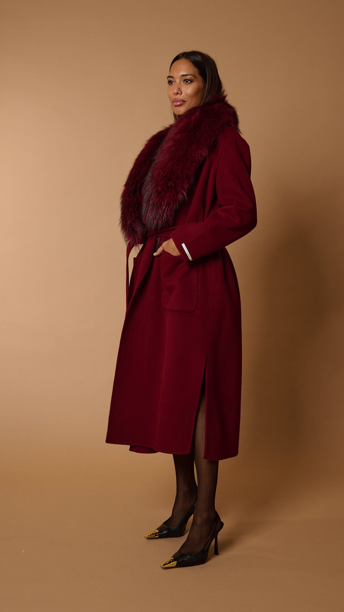 Drama luxury coat bordeaux