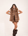 Gilet in volpe coffee