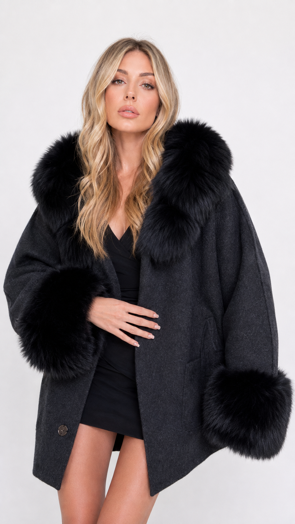 Cappotto Malin  in lana e cashmere antracite