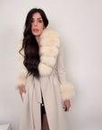 Cappotto luxury panna bordo in volpe