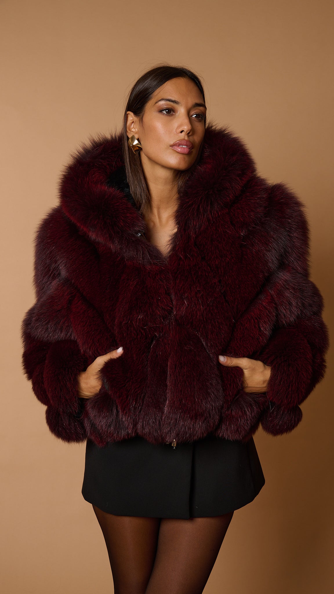 Bomber in volpe bordeaux