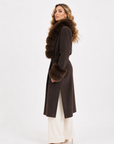 Cappotto bordato in volpe choco
